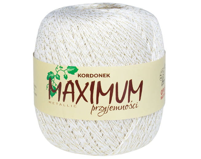 Kordonek MAXIMUM -METALIC 100g / 565m - BIAŁO-ZŁOTY