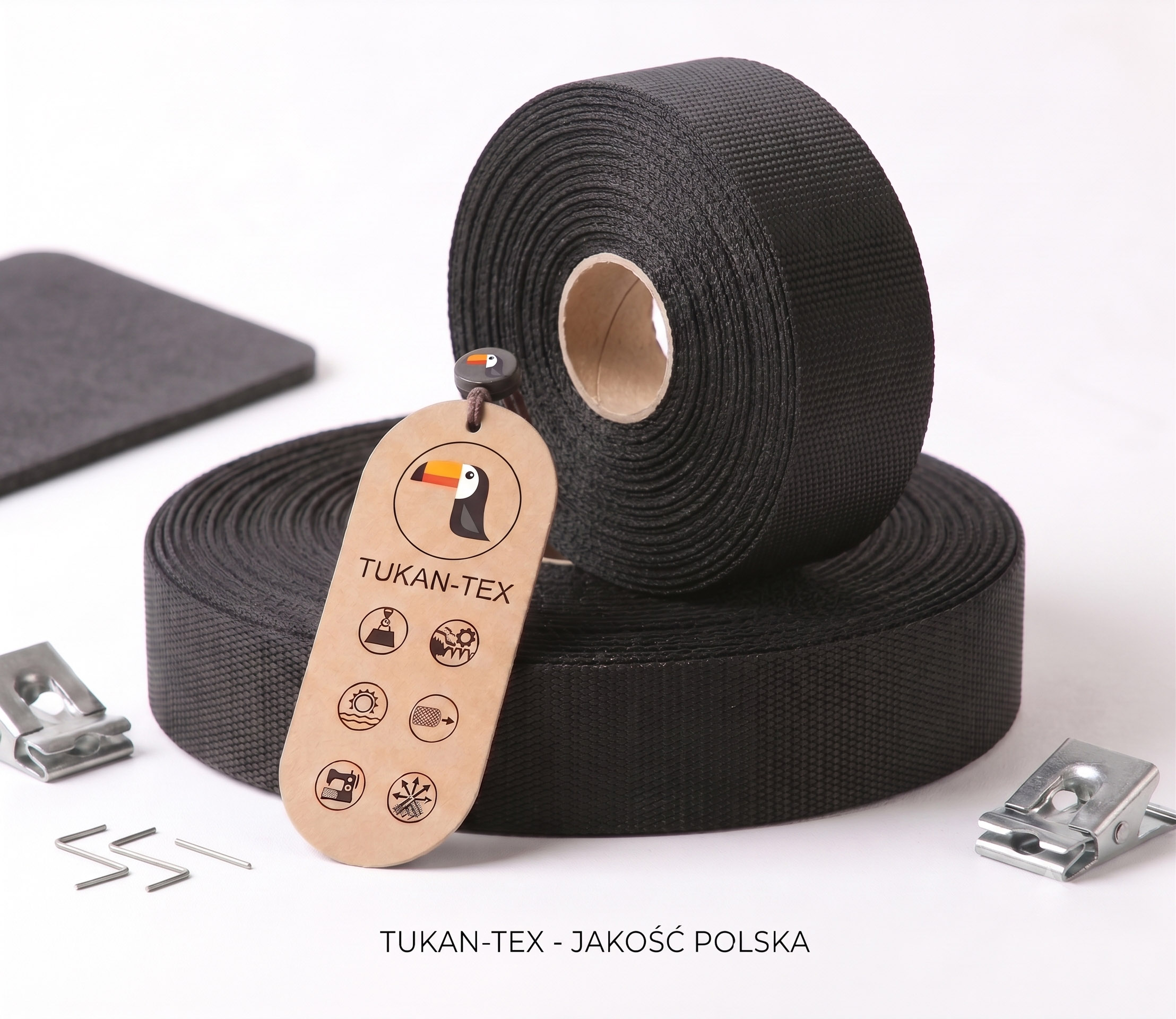 Taśma nośna parciana kaletnicza 25mm czarna (50mb)